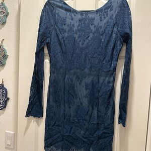 Free People lace Blue Long Sleeve Dress
